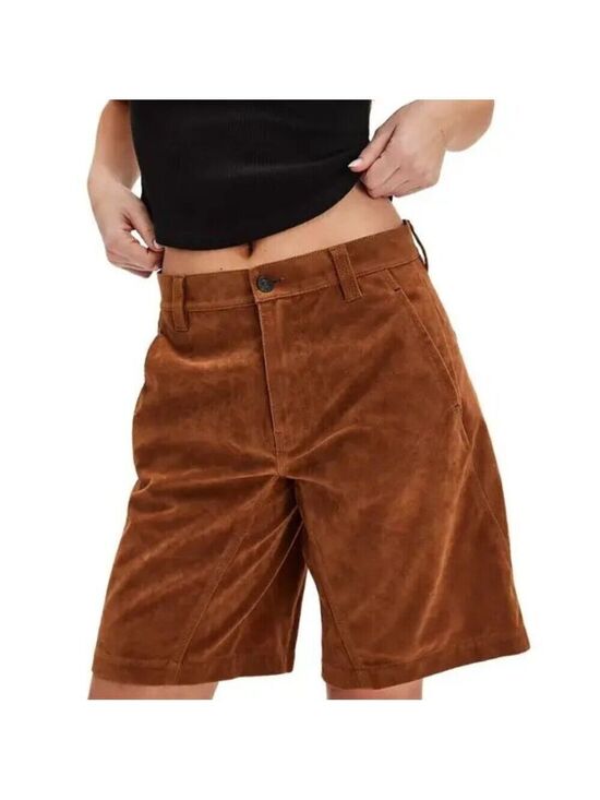 Free People Pants - Free People Dylan Vegan Suede Long Shorts Brown Bermuda We The Free 27 NWT